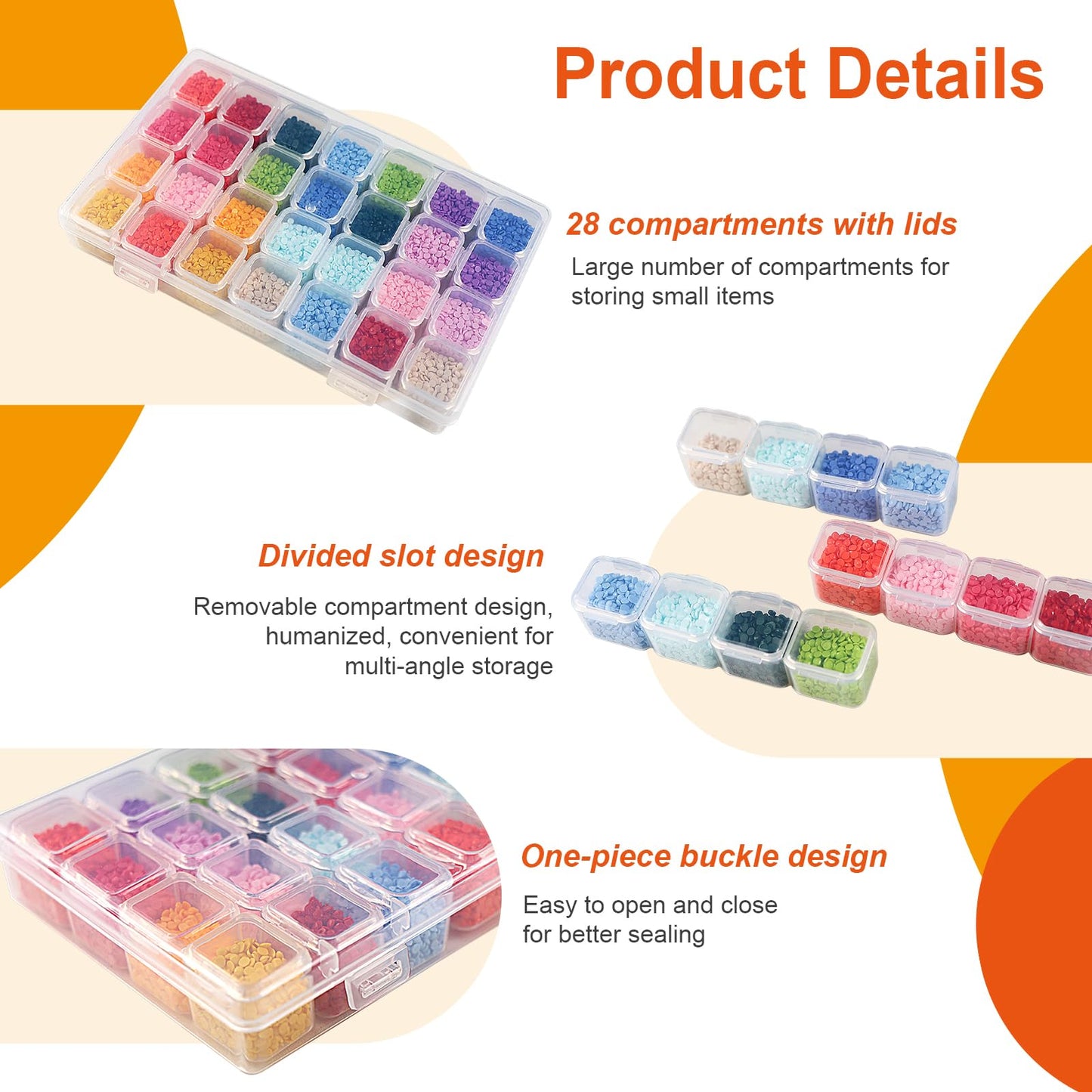 CGCG 5pcs 28 Grids Plastic Organizer case Portable Storage Organizer Containers for Diamond Art, Bead, Diamond Painting