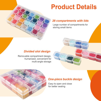 CGCG 5pcs 28 Grids Plastic Organizer case Portable Storage Organizer Containers for Diamond Art, Bead, Diamond Painting
