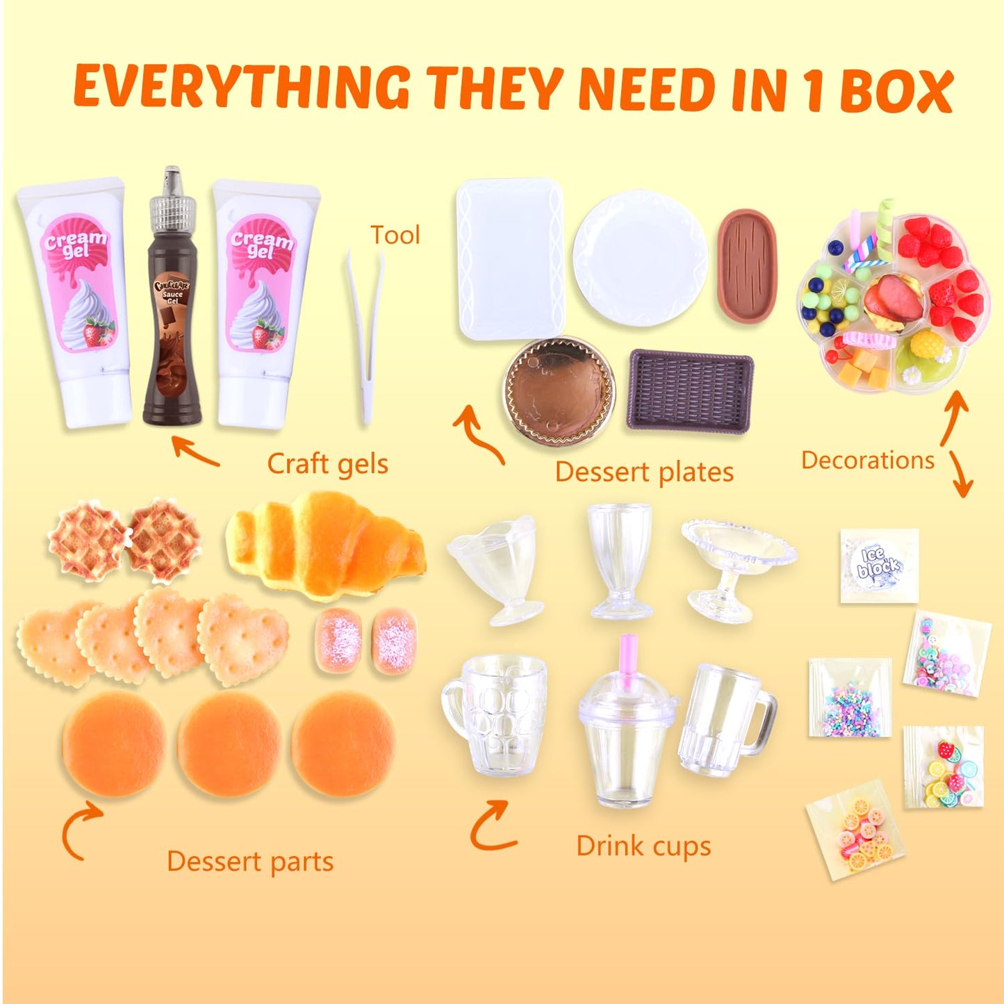 12 Making Miniature Food, Mini Dessert Cup Making Craft Set, DIY Mini Food, NOT Edible, Birthday Idea for Kids Age 6+, Fun Party Gift(Mini food1)