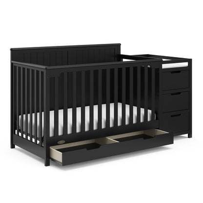 Graco Hadley 5-in-1 Convertible Crib & Changer – GREENGUARD Gold Certified, Fits Standard Crib Mattress, Converts to Toddler Bed and Full Bed, 4 Adjustable Mattress Heights (Black)