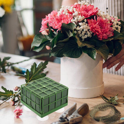 TOPPERFUN 2 PCS Floral Foam Cage, Flower Foam Holder with Suction Cups, Wet Floral Block for Wedding Car Decoration, Foa·m Cage for Flower Arrangements and DIY Bridal Bouquet, 4.32 x 4.32 x 3.54 in
