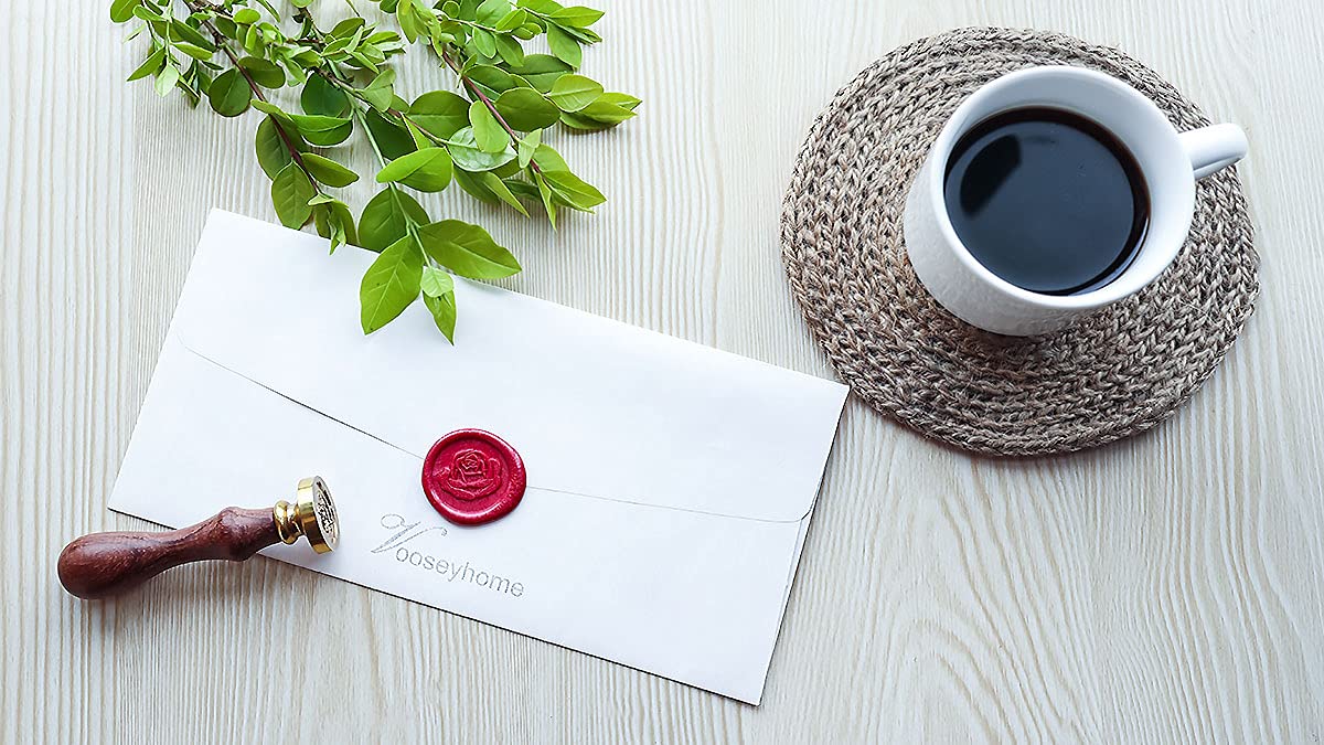 VOOSEYHOME Elegant Rose in Bloom Wax Seal Stamp Kit, Gold/Red/Silver Sealing Wax Sticks, Decorating on Invitations Envelopes Packings Cards for Birthday Themed Party Wedding Signature