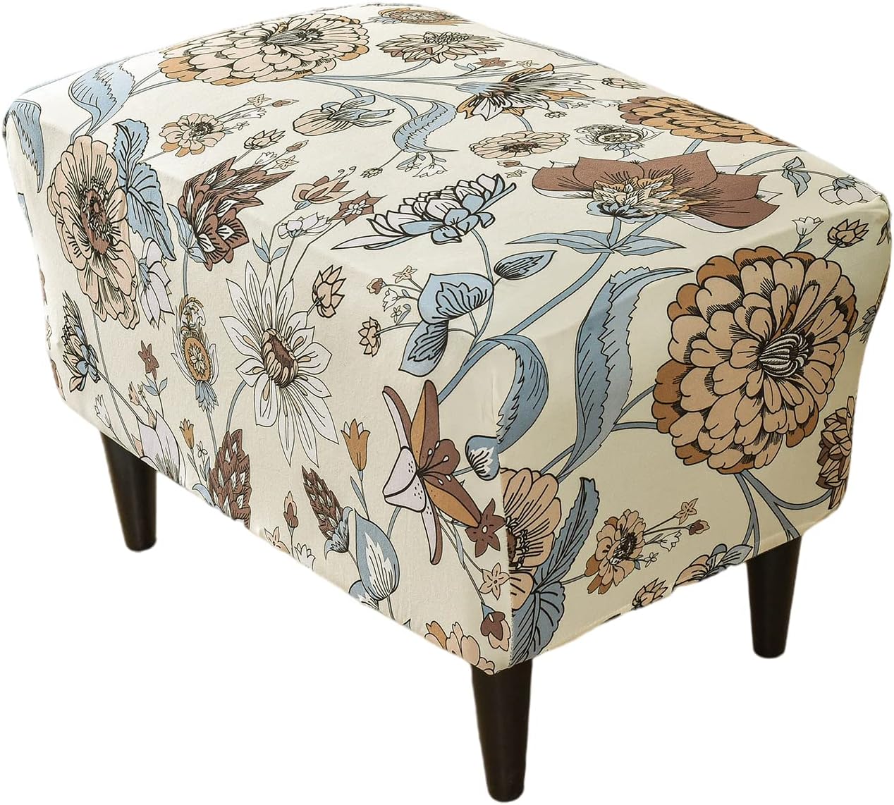 Bottom(06, KRFOONN Ottoman Slipcovers Stretch Rectangle Footrest Stool Covers Printed Ottoman Cover for Foot Stool