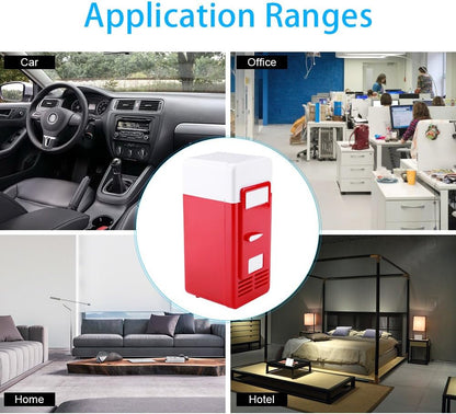 Mini Fridge, Portable Cooler and Warmer, LED USB Refrigerator for Drinks and Beverage Cans