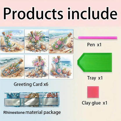 DDGYP 6 PCS Diamond Art Greeting Cards, 5.9x11.81 Inch DIY Diamond Painting Greeting Cards Kits with Envelopes, Diamond Art Cards for Birthday, Wedding, Christmas, Graduation, Celebration Gifts