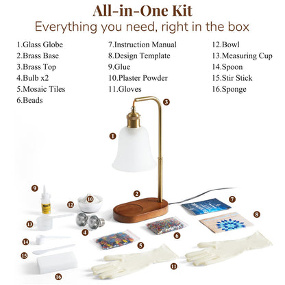 DIY Turkish Mosaic Lamp Kit, Stained Glass Candle Warmer Table Lamp Making Kit- Easy and Fun, No Experience Needed, Mosaic Art & Craft Project Kits for Adults & Teens, Make Your Own Lamp, Multicolor