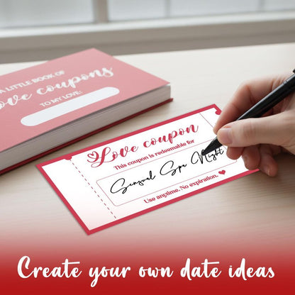 LHHungSoul Love Coupon Gift for Him, Romantic Valentine Gift with 20 Fun Date Night Ideas & 9 Blank Coupons, Meaningful Valentines Day, Romantic Valentine Gift for Him or Her