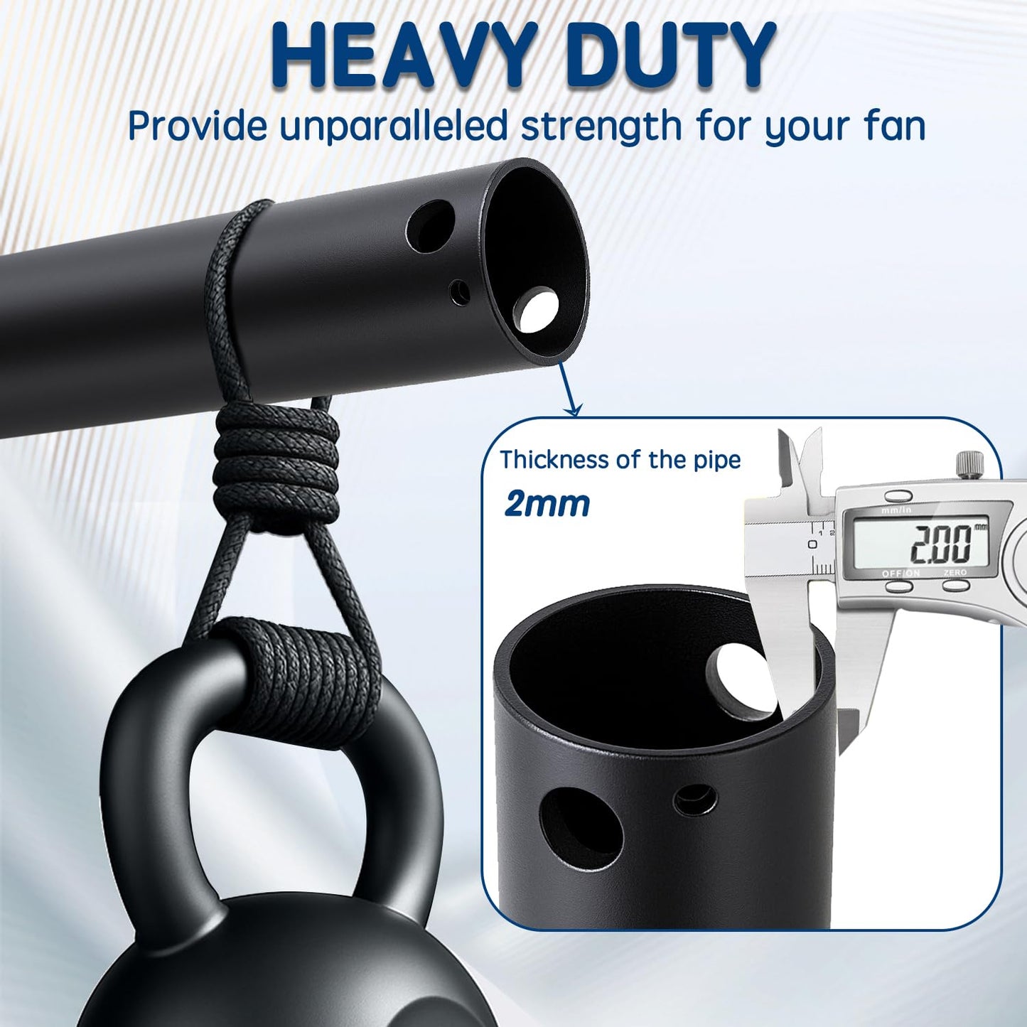 Feylan 36 Inch Ceiling Fan Downrod with UL Wires, Matte Black, 1-Inch Diameter, Unthreaded