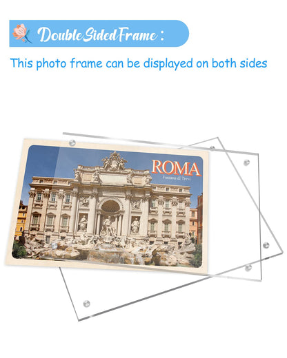 JUOIFIP 5 Pack Acrylic Picture Frame 5×7 Clear Double Sided Magnetic Photo Frame - Frameless Baby Friend Family Picture Desktop Display with Support Stand and Gift Boxes