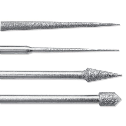 The Beadsmith Diamond Reamer Set – 4 Interchangeable Tips, Wood Handle, Storage Tube for Bits - Use on Glass, Ceramic or Stone – Tools for Opening & Enlarging Holes & Softening & Smoothing Rough Edges