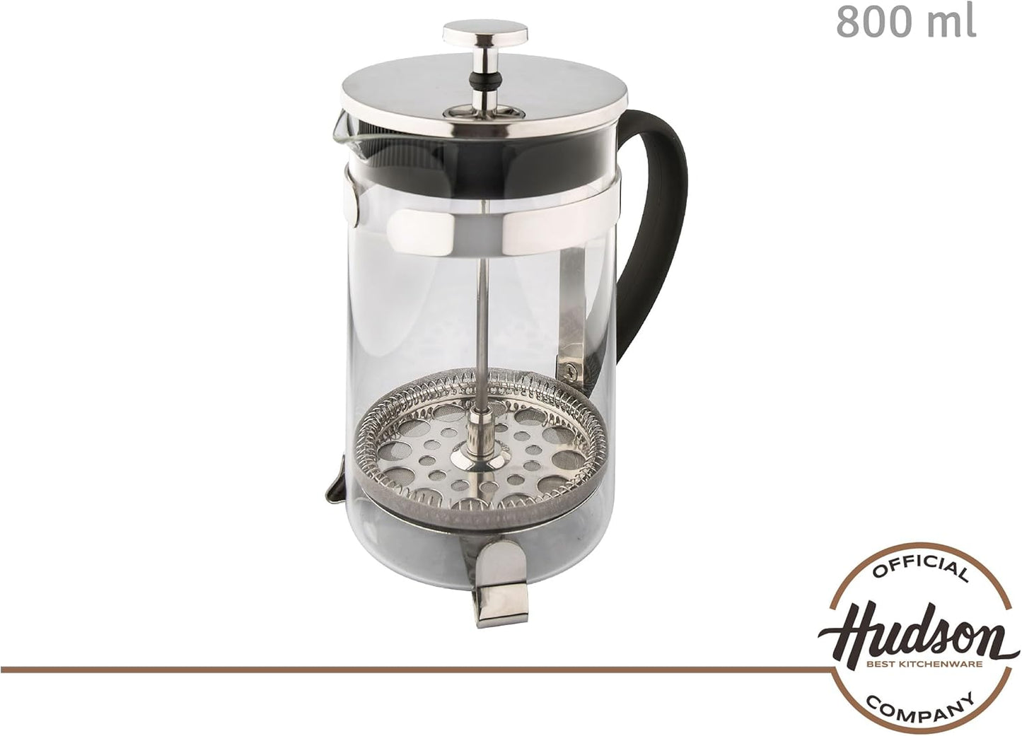 HUDSON French Press Coffee and Tea Maker, 9 Cups, Silver