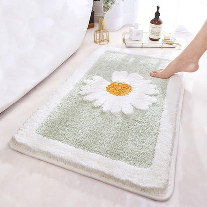 Green Bathroom Rug, Ultra Soft Microfiber Shaggy Mats, 17''x 25'', Extra Absorbent Non-Slip Bathroom Carpet