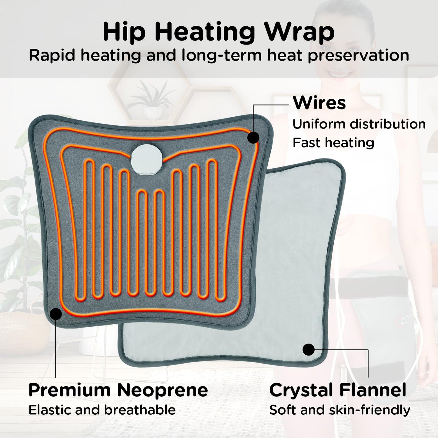 Comfytemp Hip Heating Pad for Hip Sciatica Pain Relief Brace, Birthday Christmas Gift for Mom Women Wife Men Dad, FSA Eligible Lower Back Thigh Buttock Electric HSA Heat Pad Hot Physical Therapy(L/XL)