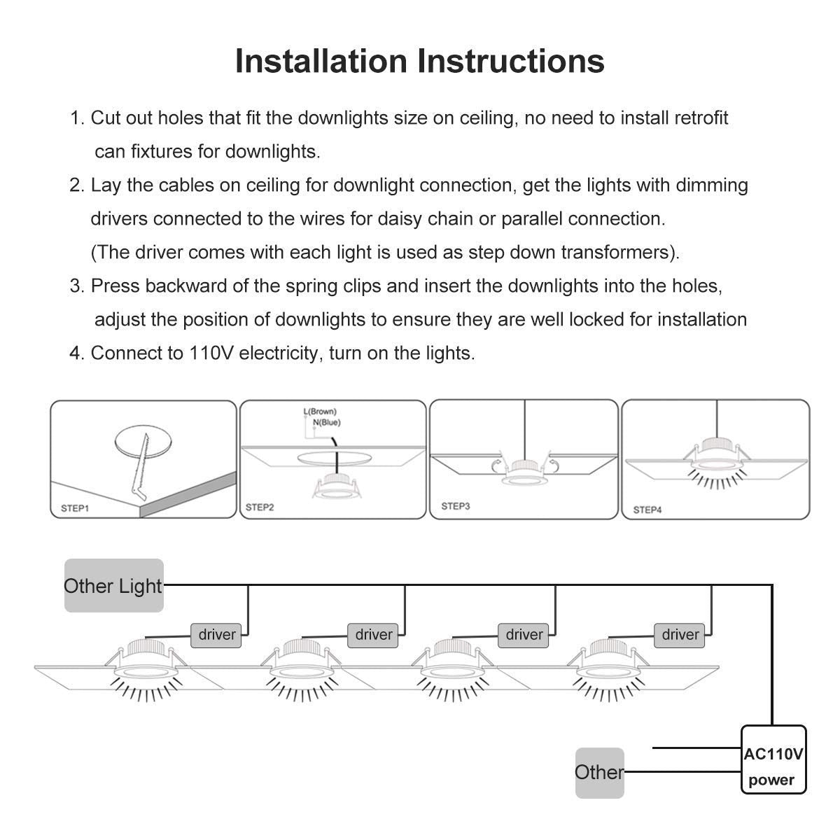 YGS-Tech Smart 3 Inch LED Recessed Lighting RGB WiFi Downlight, 5W Compatible with Alexa and Google Home, Dimmable RGB & CCT 2700-6500K Color Changing, 120V Ceiling Light with LED Driver (4 Pack)