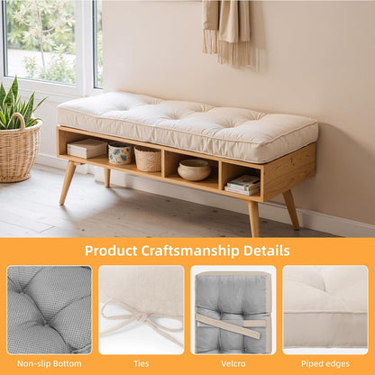 Detiblue Custom Tufted Bench Cushion,Bench Seat Cushions for Indoor/Outdoor Furniture,Customizable