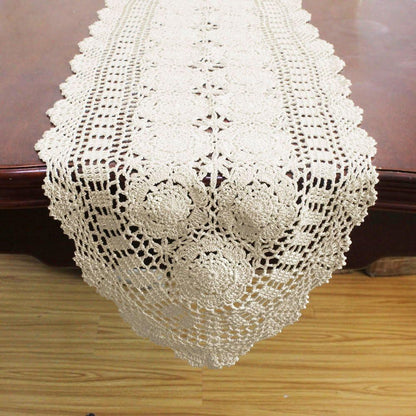 14x36 inch KEPSWET Cotton Handmade Crochet Lace Oval Table Runner Dresser Console Coffee Table TV Stand Decor Blue