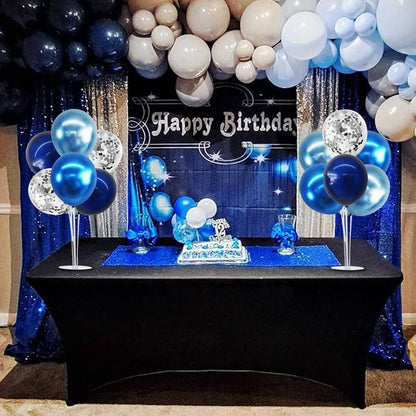 TONIFUL 4 Set Metallic Blue Silver Balloon Stand Centerpiece Table Decorations for Men's Birthday,Father's Day Retirement,Blue Party Decoration,Graduation Decorations 2026,Baby Shower