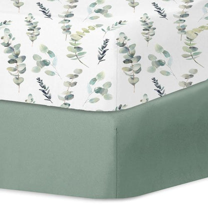 Little Grape Land Crib Sheets - Super Soft 2-Pack Fitted Sheets for Standard Cribs & Toddler Mattresses | Leaves & Green