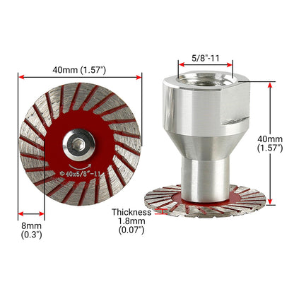 LOZLIN 5-Piece 40mm Diamond Engraving Blade & Saw Kit with Removable Flange (5/8-11 Thread) for Granite Marble Ceramic PVC Precision Lettering - Multi-Material Carving Tools-Red
