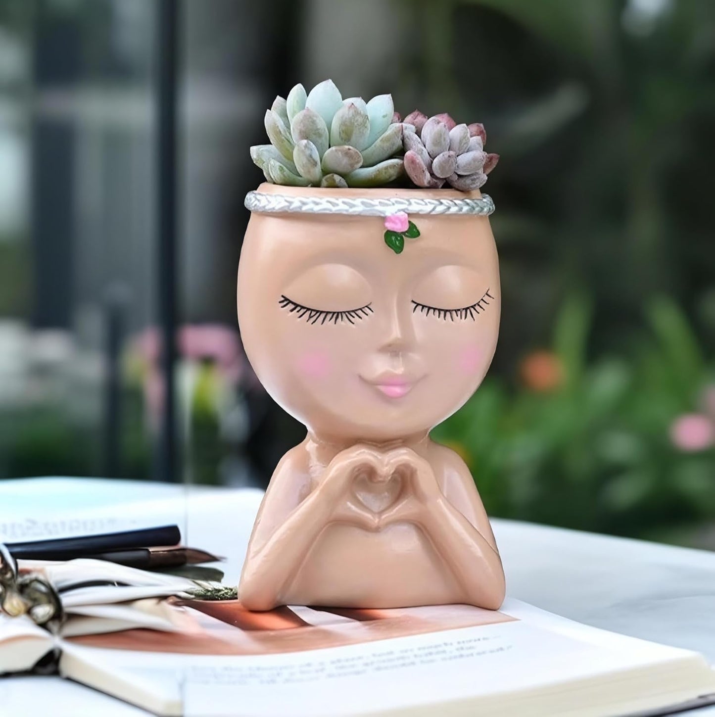 Yoohspoe GAFBA Face Planter - Cute Resin Cactus for Indoor and Outdoor Plants, Face Vase Home Decor Succulent Pots