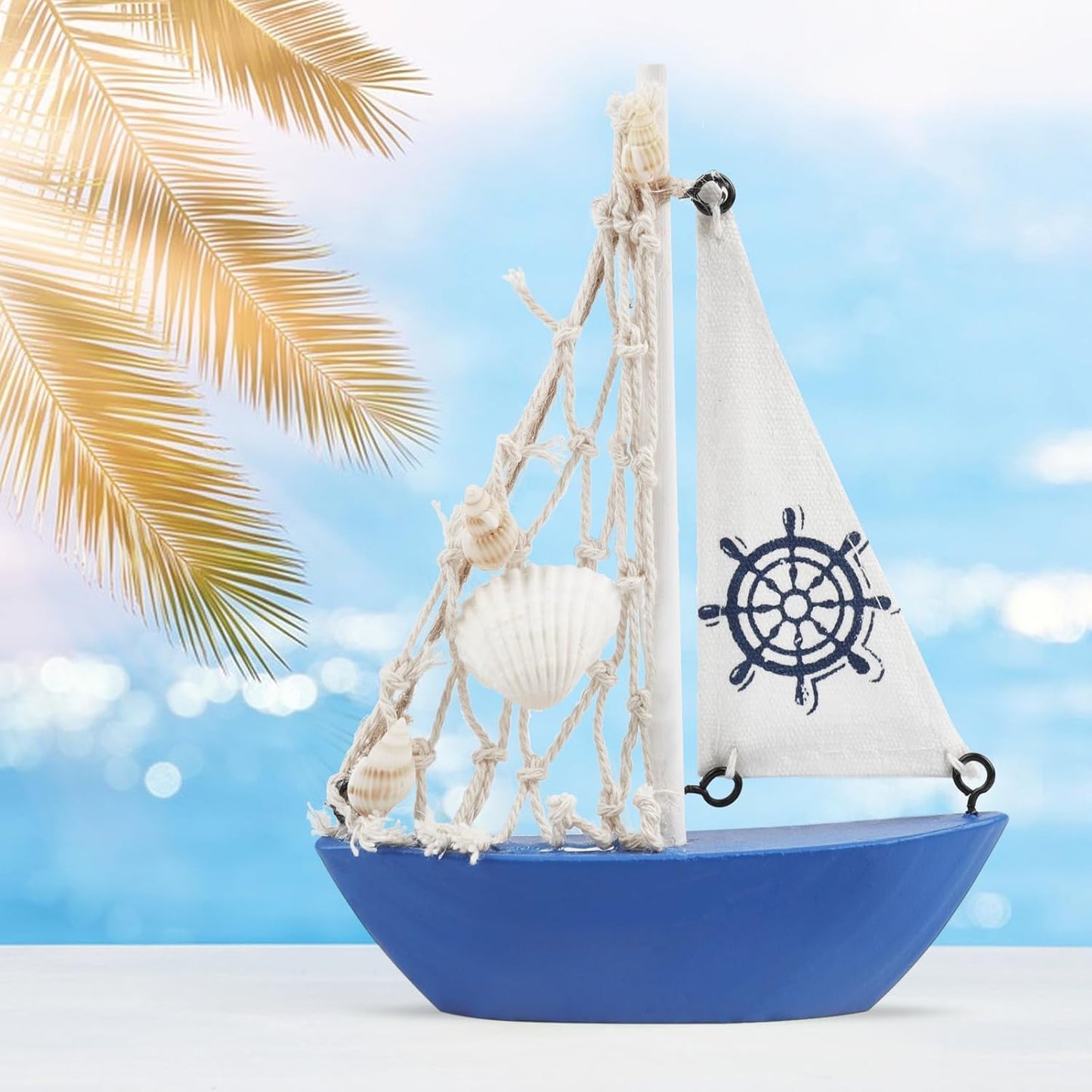 Meching Sailboat 2 Set Sailboat Mini Model Decoration PCS Wooden Sailing Boat Home Decor Nautical Decoration Sailing
