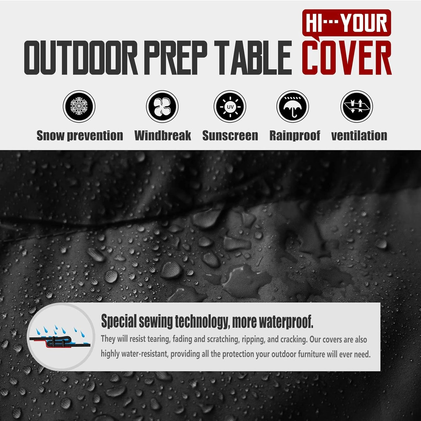40" 32" 420D Outdoor Prep Table Cover Fits Royal Gourmet Double-Shelf & Keter Unity Portable Cart Waterproof Heavy Duty