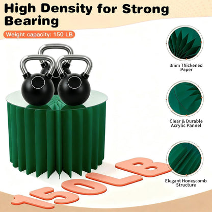 Wdpqyy 4 Pack Foldable Buffet Risers, Cardboard Cylinder Stands Food Display Risers with Acrylic Plates, Cake Cupcake Stands for Buffet Table, Dessert Table, Party Wedding Birthday Decor (Green)