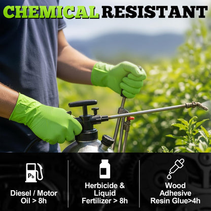 TitanFlex Heavy Duty Green Industrial Nitrile Gloves, 8-mil, Large, Box of 100, Latex Free, Raised Diamond Texture Grip, Powder Free, Food Safe, Rubber Gloves, Mechanic Gloves