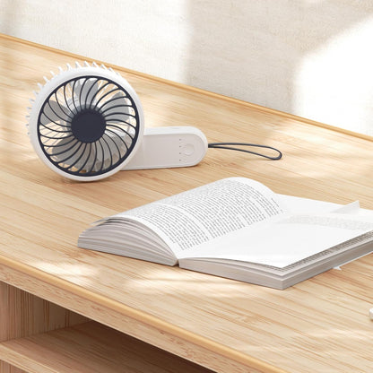 Mollie 3-Inch Mini USB Rechargeable Portable Handheld Fan, 3-Speeds Battery Operated for Travel, Camping, Office, Home