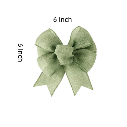 Meseey 8 Pcs Burlap Bows for Wreaths Large 6 Inches Linen Bow for Christmas Decorations Bunting Indoor Outdoor Decor and Party (Sage Green)