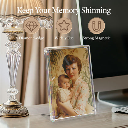 AITEE 4x6 Acrylic Picture Frame 3 Pack - Magnetic Lucite Frames with Stand, Clear 4x6 Photo Frames with Diamond Edge, Floating Frameless Design for Desktop, Wall, Office Decor