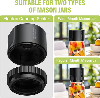 Jelife Electric Vacuum Sealer for Mason Jar - Vacuum Sealing Machine Kit for Canning Jars with 10 Lids, Black
