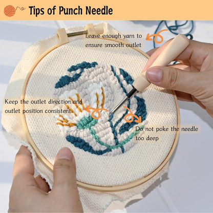 Mooncci Punch Needle Coaster Kit, 6pcs Flower Pattern Needle Punch Kits with Tools and Instructions for Adults Beginners, Great Festival Gift and Decoration Ideas
