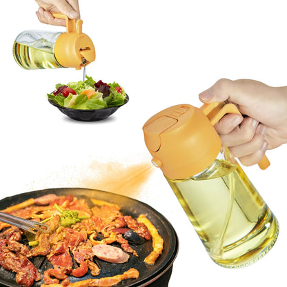 With Stickers 16oz Olive Oil Sprayer for Cooking - 2 in 1 Spray & Pour Olive Oil Dispenser - 470ml Glass Spray Oil Bottle - Kitchen Gadgets