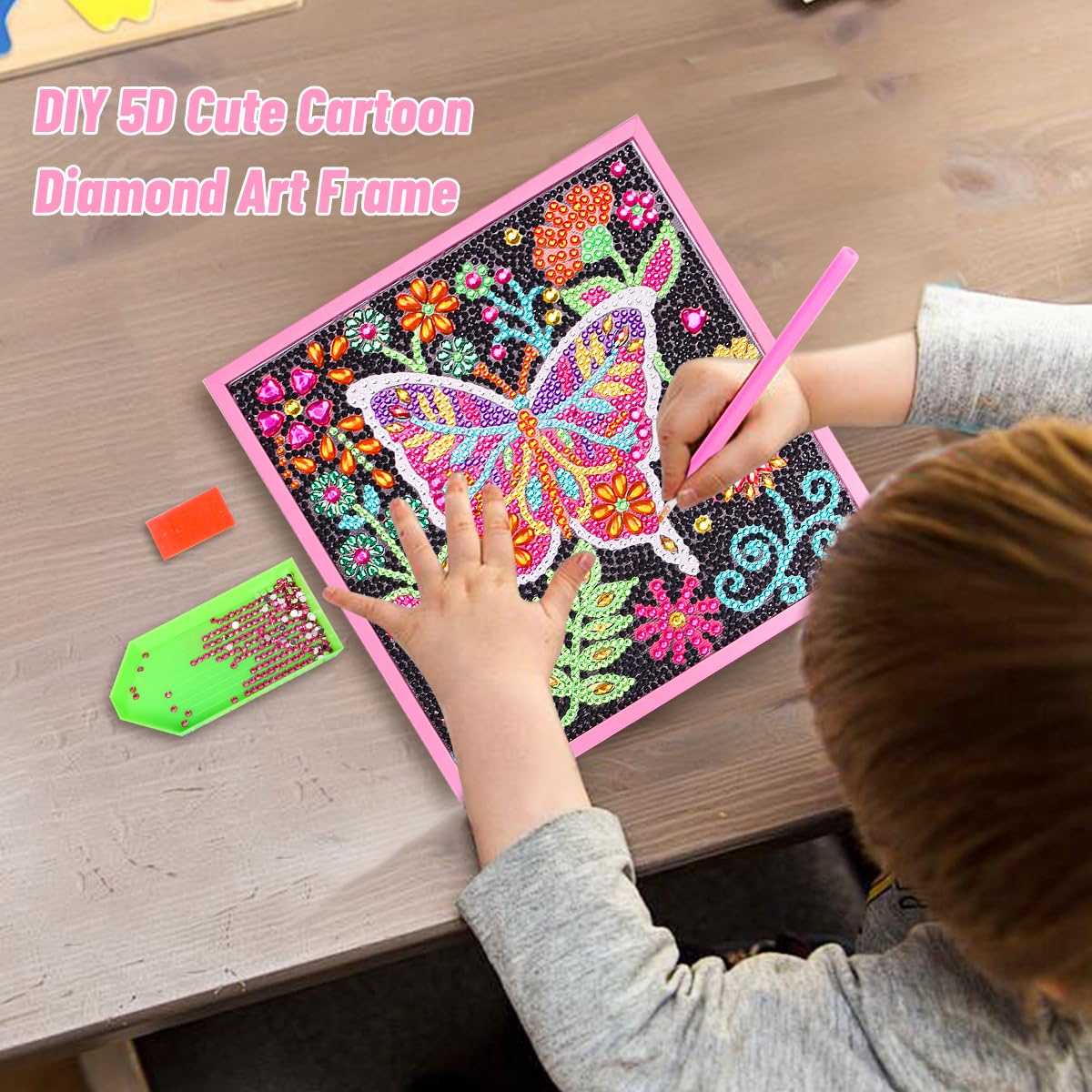 ZUYUSUT Sparkly Butterfly Diamond Art Painting Kits with Wooden Frame Arts and Crafts Art Mosaic Gem