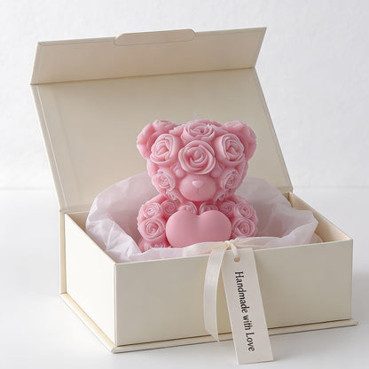 Midnadiy Large Rose Bear Candle Mold,New 3D Teddy Bear Silicone Molds for Candle Making, Resin Casting, Home Decoration,Handmade Soap, Valentine's Day Gift