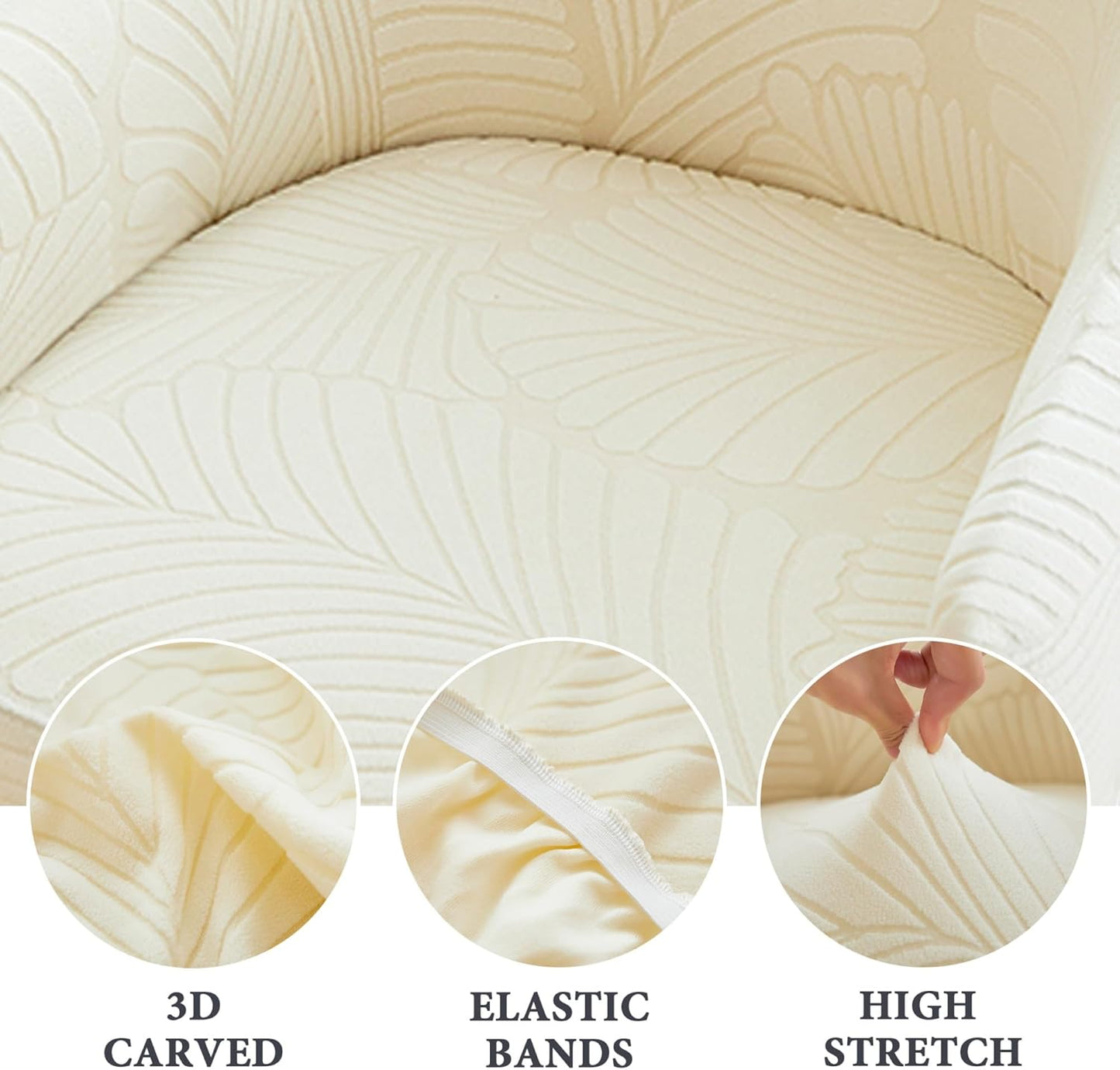 Curved Back Dining Chair Covers with Armrest, Stretch Accent Dining Room Chairs Covers Slipcovers with Arms, Office