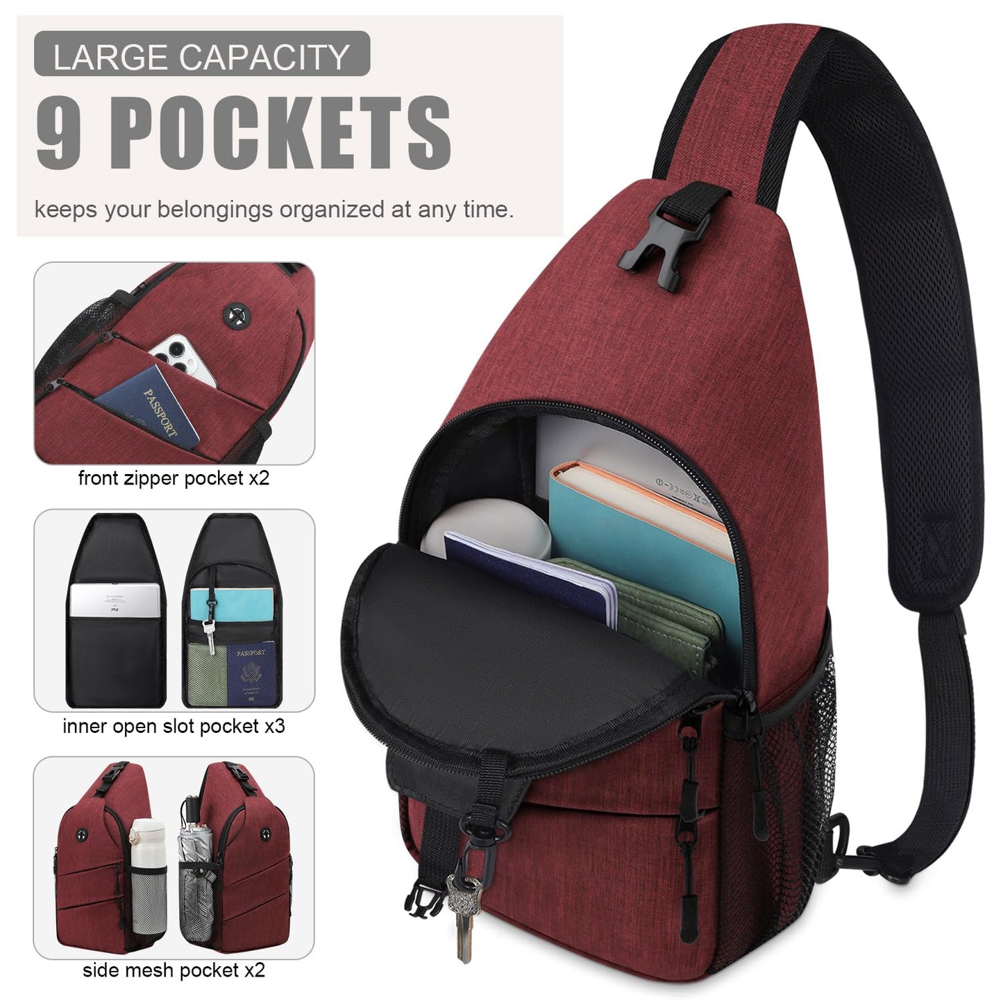 Crossbody Bags for Women Men Trendy Sling Bag Bakpack Casual Chest Bag with Convertible Shoulder Strap