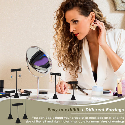 Marsui 12 Pcs Earring Display Set T Bar Earring Display Stand with 3 Heights Earrings Stand for Jewelry Vendors (Black)