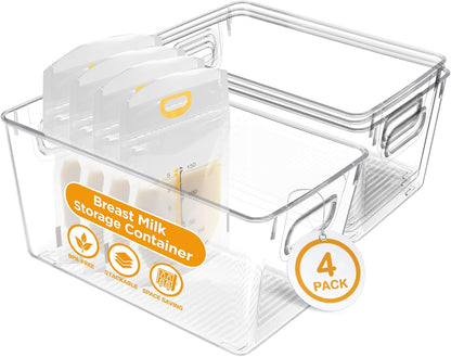 4 pack 5.2 9.3" 4.2" Priver - Breast Milk Freezer Storage Containers, - Breastfeeding Essential in Organization