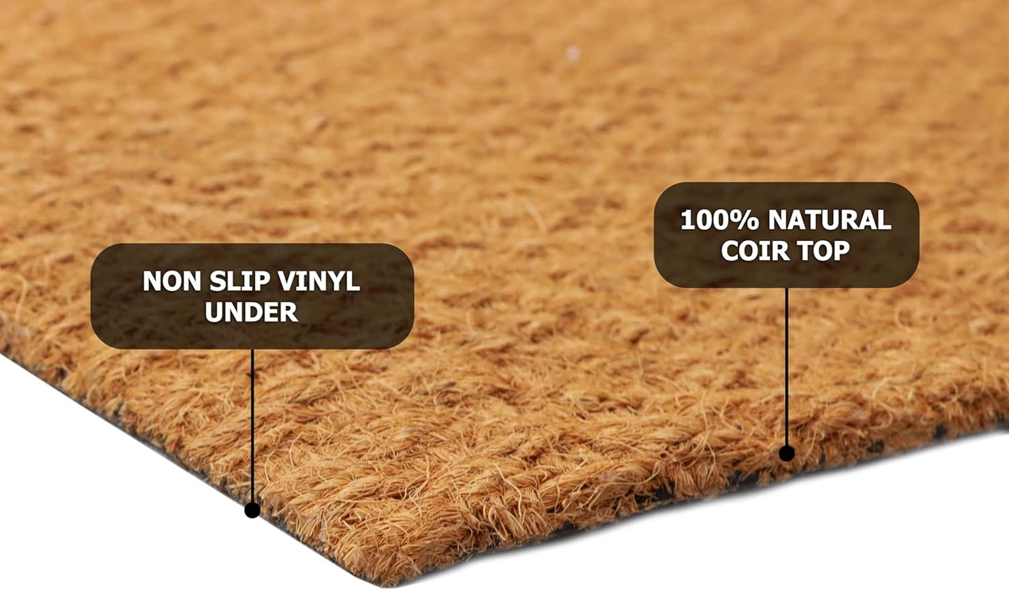 Woven Coir Doormat - 2 Pack Non-Slip Heavy Duty Welcome Mat, Easy Clean Durable Entryway Front Door High Traffic
