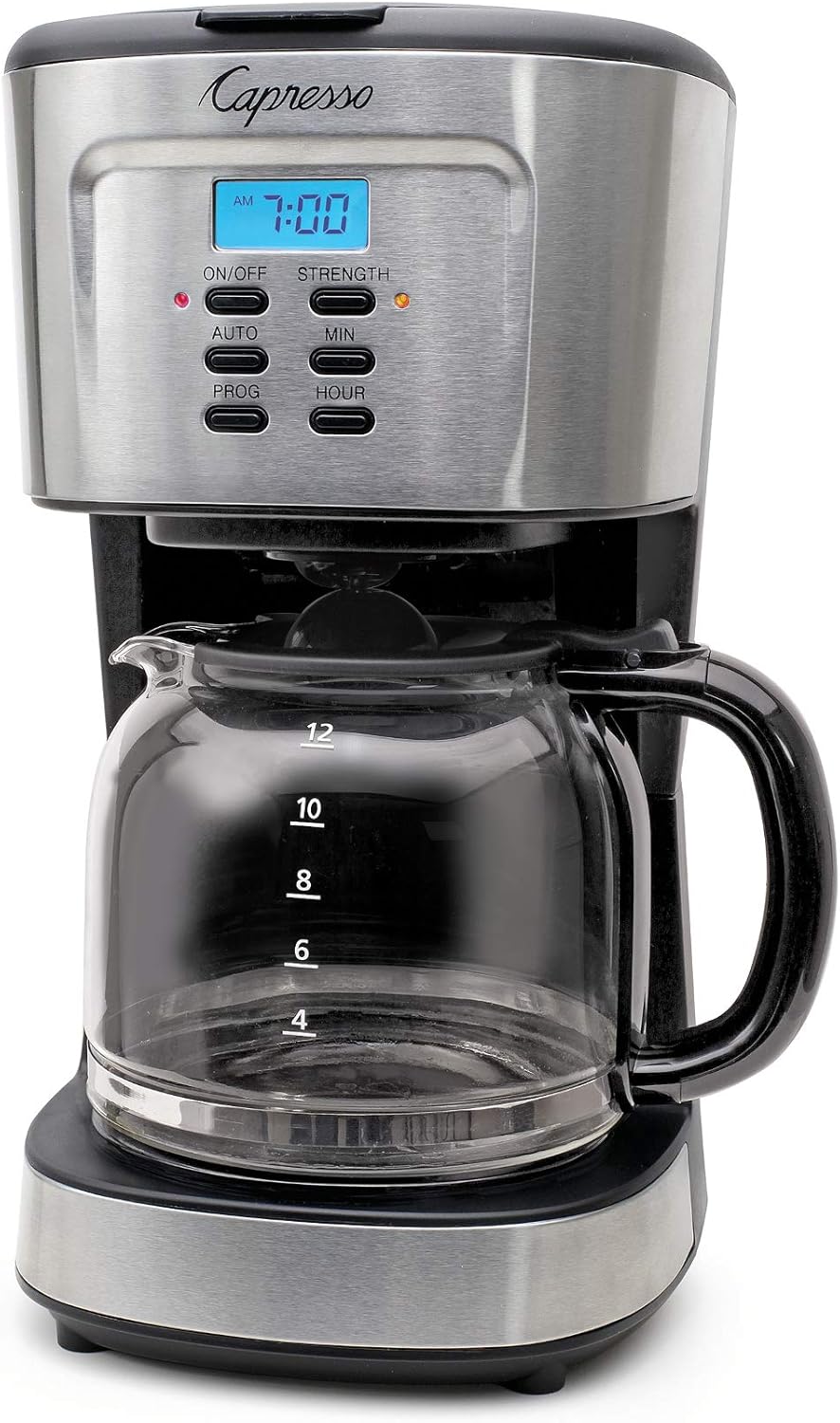 12-Cup 416.05 Capresso Coffee Maker with Glass Carafe, Stainless and Black