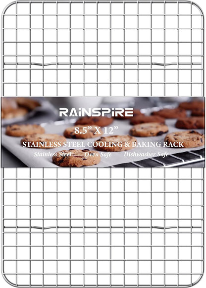 Rainspire Cooling Rack - Heavy Duty Stainless Steel Baking Rack | Oven Safe, Fits Quarter Sheet Pan (8.5" x 12")