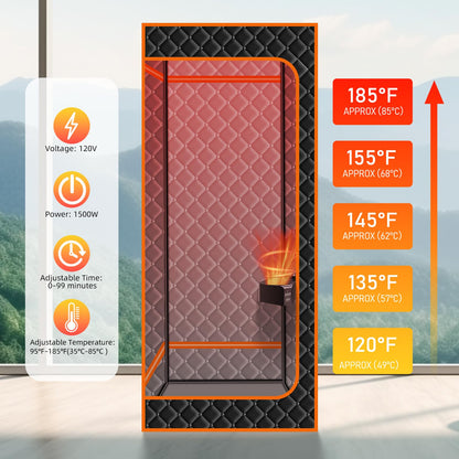 Smartmak Portable Steam Sauna, Personal Steam Sauna Box, Indoor Steam Sauna for Home, with 4L 1600W Steamer, Remote Control, Folding Chair (Orange, 33.8 * 33.8 * 65.7inch)