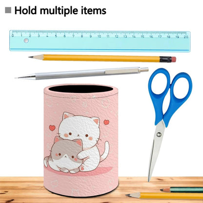 Upetstory Kawaii Cat Pencil Holder for Desk Pencil Cup Pen Holders Makeup Brush Holders Sturdy Pen Cup Pot Desktop Organizer Office Storage Pouch for Kids Teens Adults
