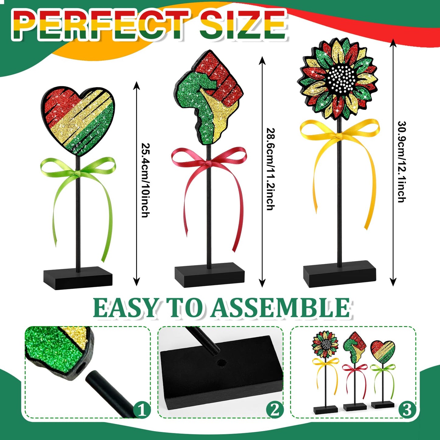 3 Pcs Juneteenth Tiered Tray Decor Wooden Signs Rustic 1865 Freedom Black American Juneteenth Table Decoration for African Home Kitchen (History.Shiny)