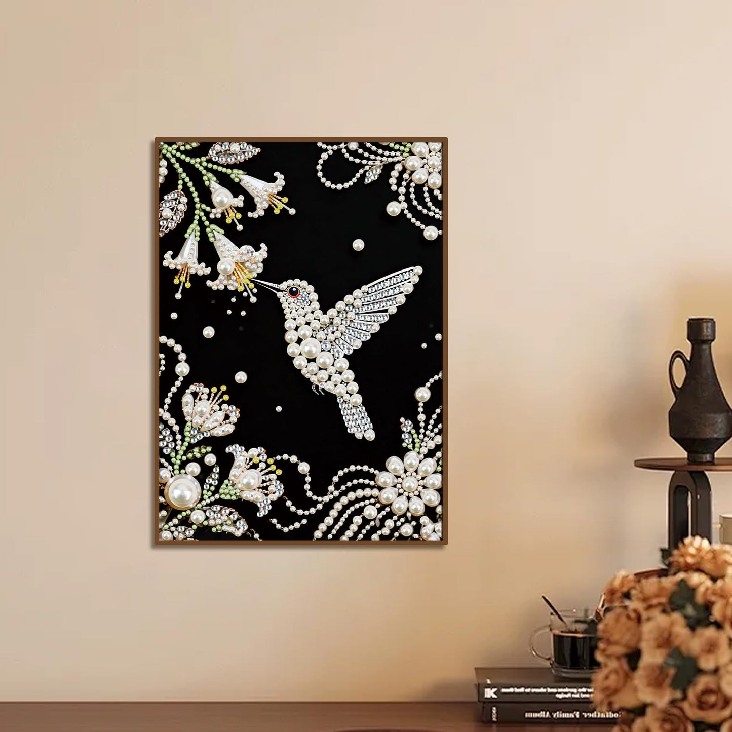 WSLWXSHM Pearl Diamond Painting Kits for Adults Hummingbird, 5D Special Shape Diamond Art Kits for Beginners, Crystal Rhinestones Diamond Painting for Home Wall Decoration Gift 12×16inch, Bird