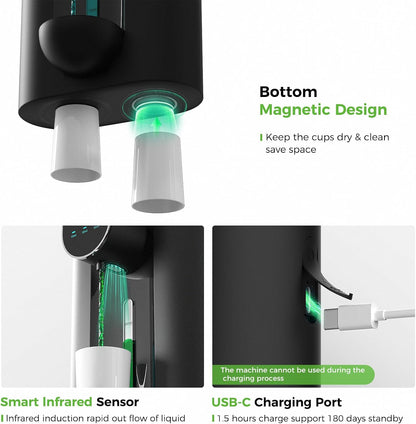 18.26 oz 2 3 Countertop Oylik Automatic Mouthwash Dispenser Touchless Mouthwash Dispenser for Bathroom Magnetic Cup USB