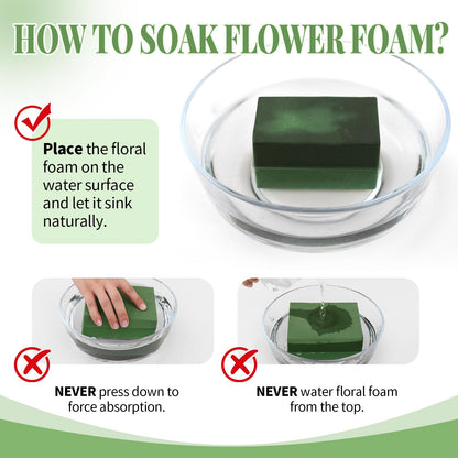Aktor 6 Pcs Floral Foam Blocks for Fresh & Artificial Flower Arrangement, 8.8” x 4.1” x 2.7” Green Wet Foam for Wedding, Birthdays, Home, Office, and Garden Decorations