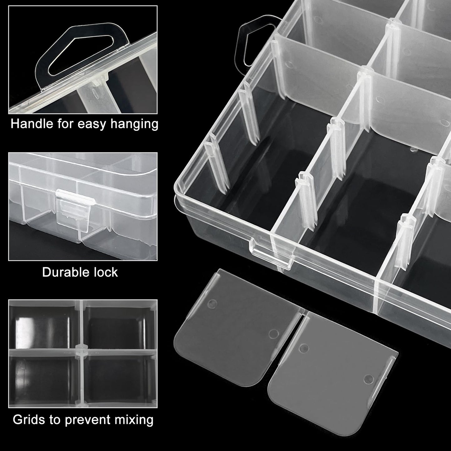 Guyuyii 4 Pack 36-Grid Clear Plastic Organizer Box with Adjustable Dividers | BPA-Free Storage Container for Earrings, Jewelry & Fishing Lures | Durable Case for Screws & Small Hardware (No Handle)